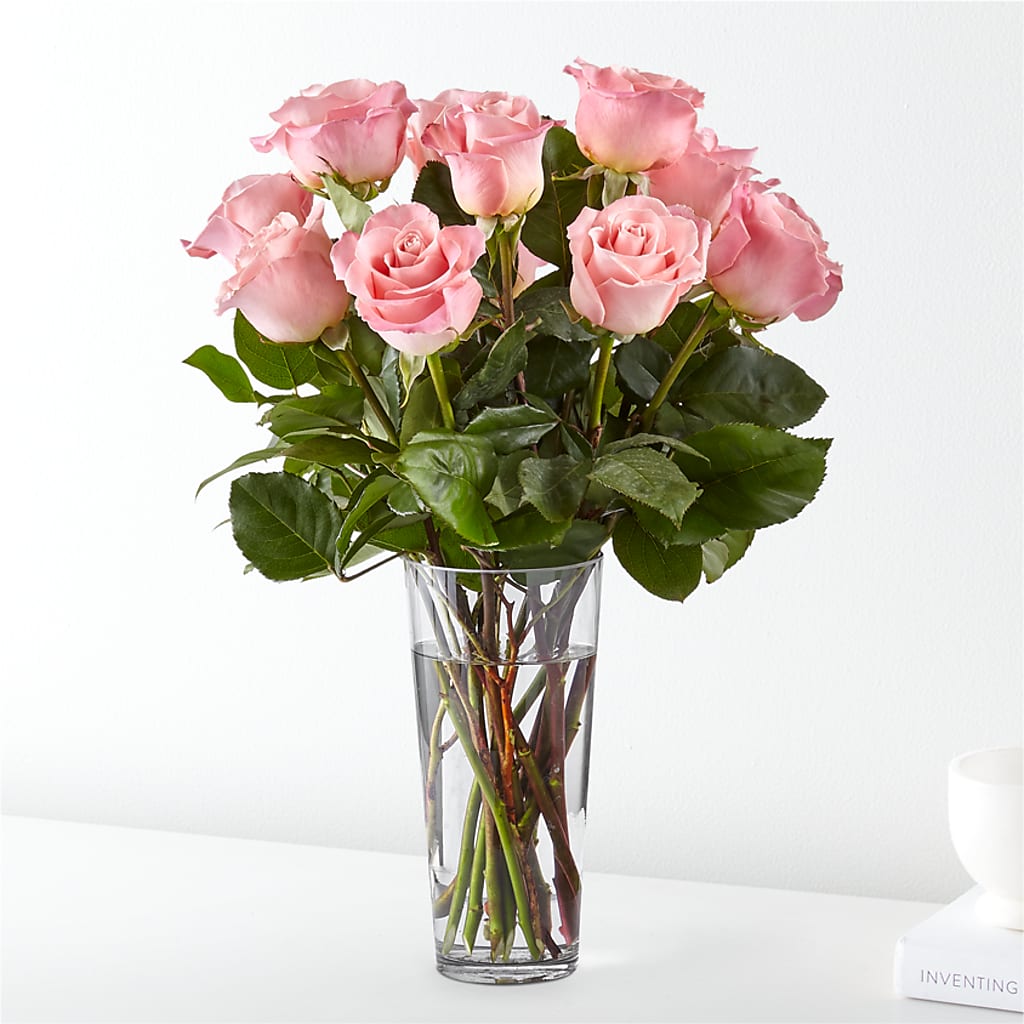 Long Stem Pink Rose Bouquet – Guilles Flowers Santa Clara, San Jose CA