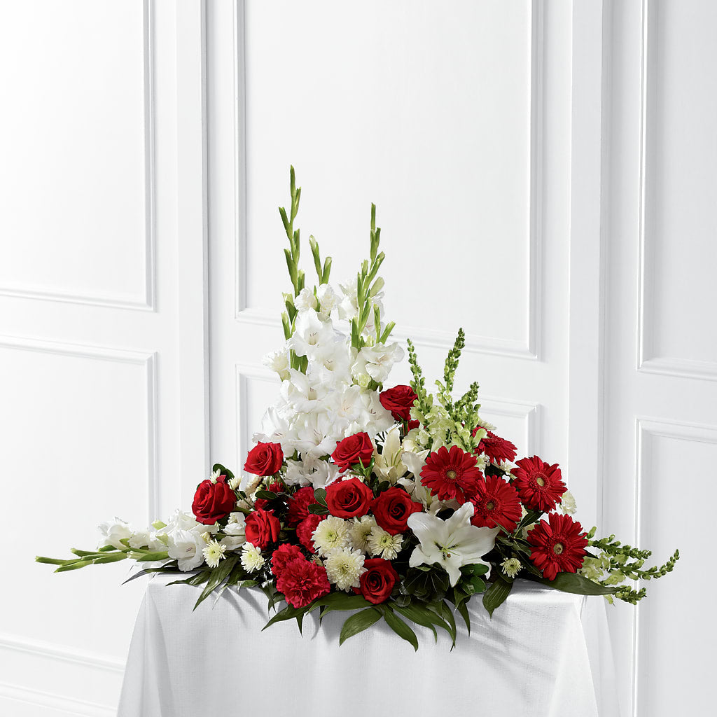 Crimson & White Arrangement – Guilles Flowers Santa Clara, San Jose CA