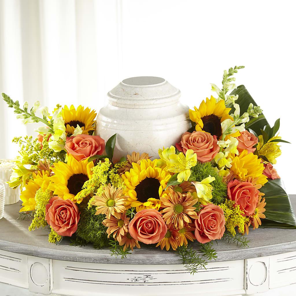 Faithful Sunflower Cremation Adornment – Guilles Flowers Santa Clara, San Jose CA