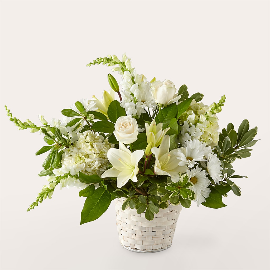 Ivory Elegance Floral Basket – Guilles Flowers Santa Clara, San Jose CA