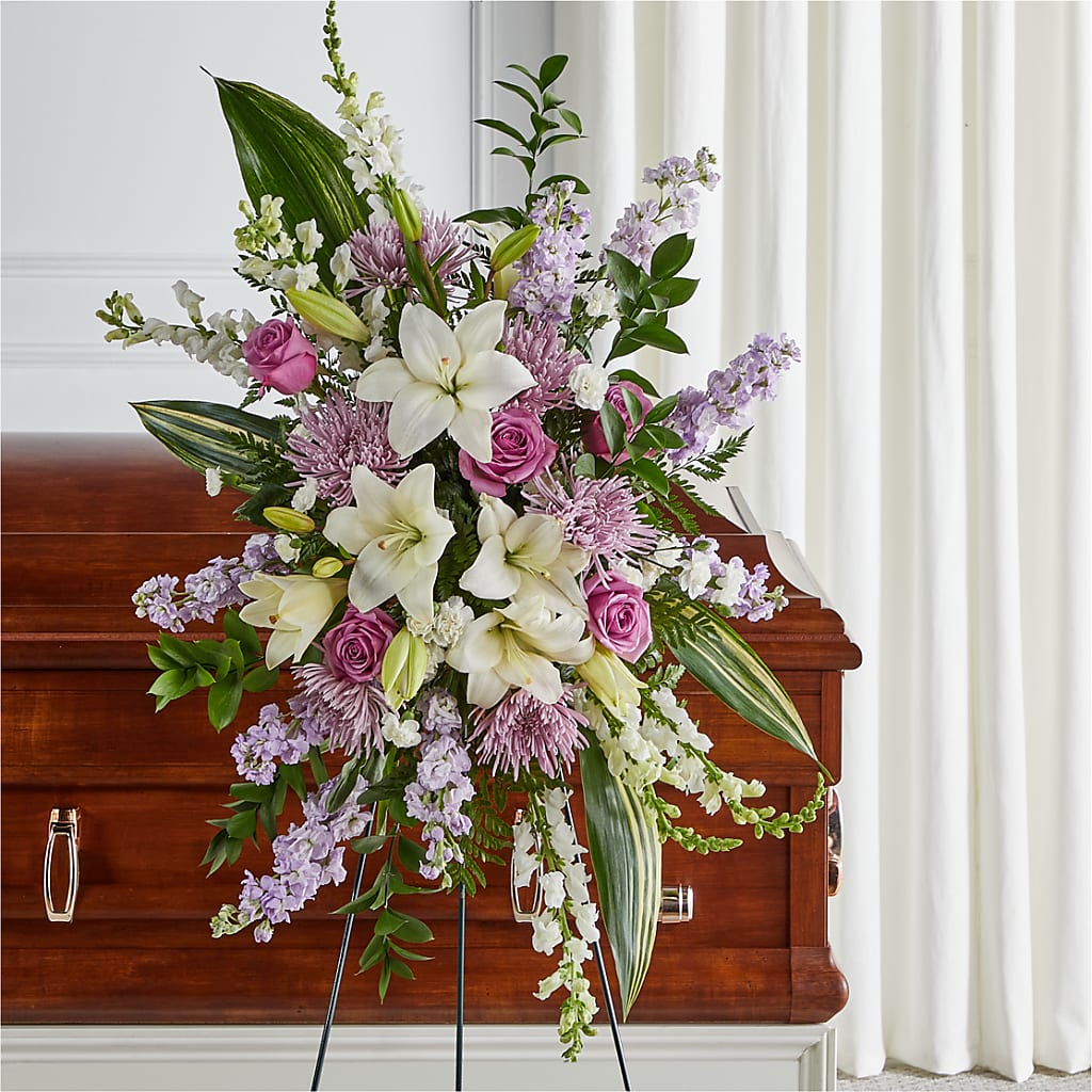 Grateful Hearts Standing Spray – Guilles Flowers Santa Clara, San Jose CA