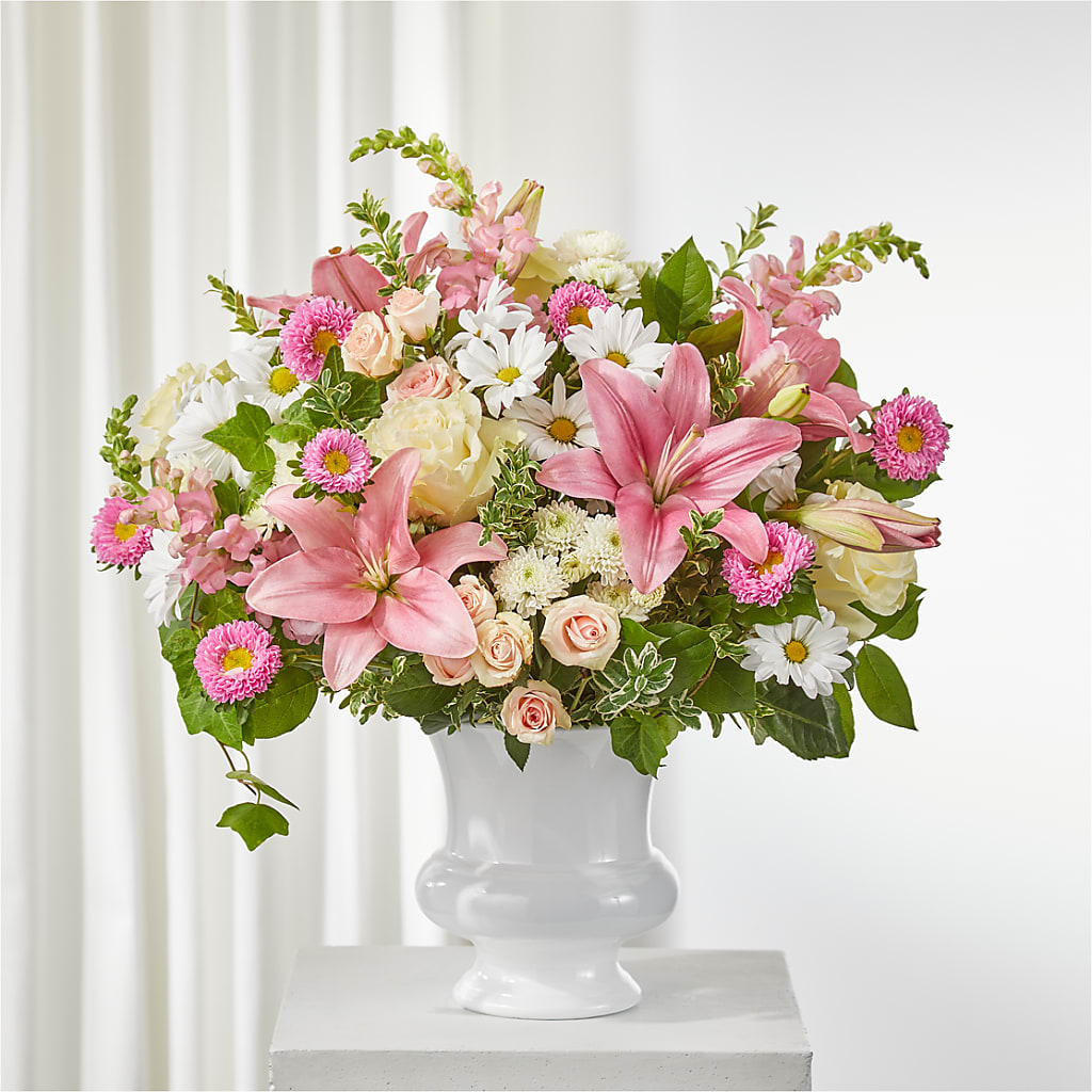 Empathetic Blooms Urn Arrangement – Guilles Flowers Santa Clara, San Jose CA