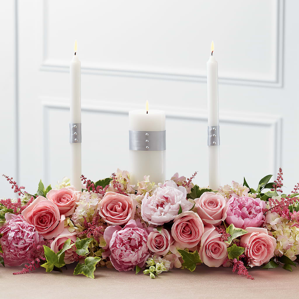 Worldwide Romance Unity Candle Arrangement – Guilles Flowers Santa Clara, San Jose CA