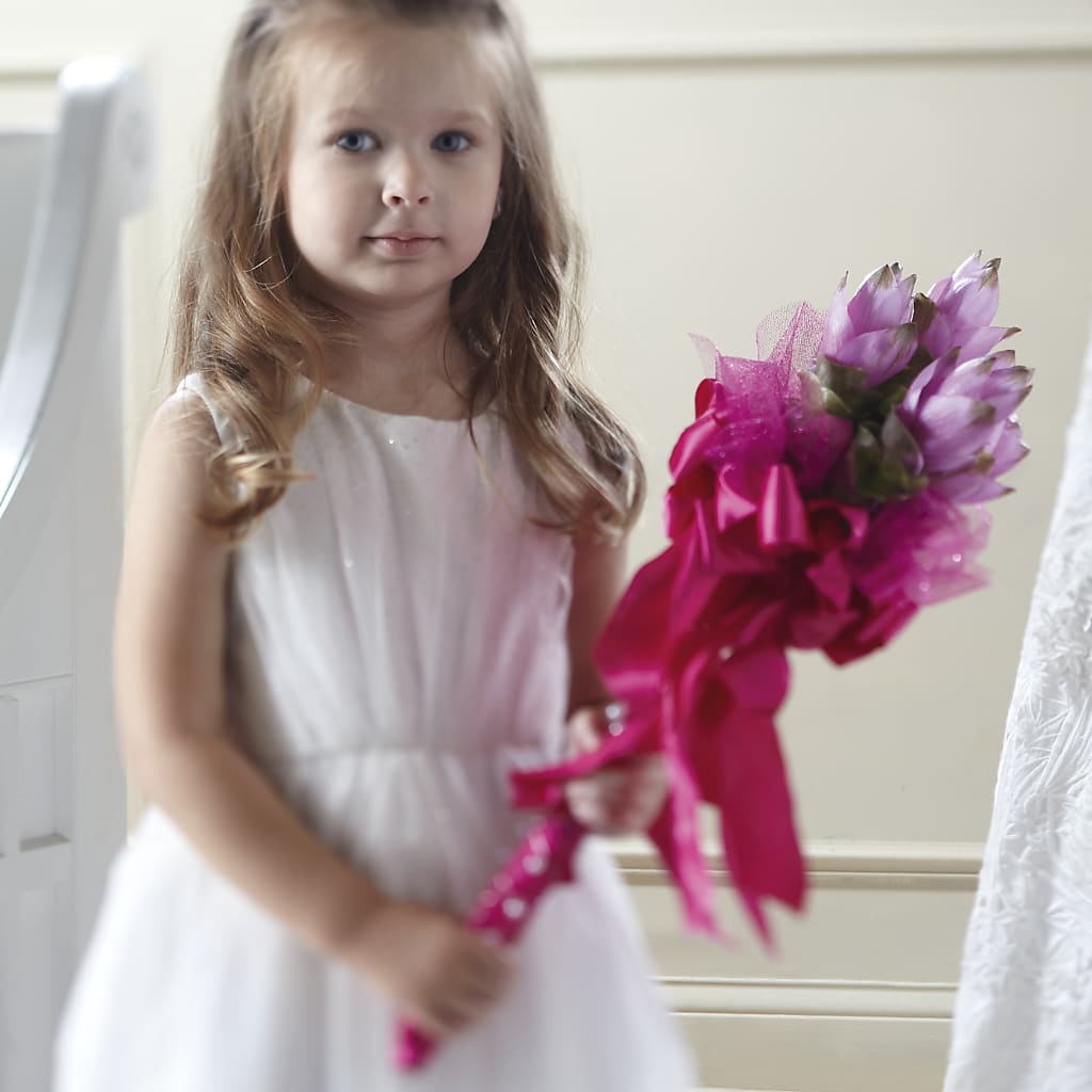 Sparkle Pink Flower Girl Bouquet – Guilles Flowers Santa Clara, San Jose CA