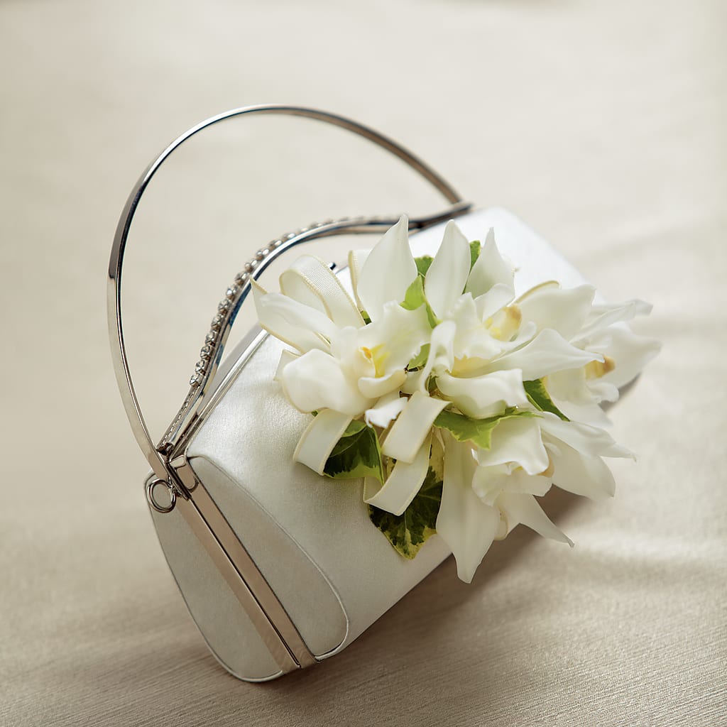 White Purse Decor – Guilles Flowers Santa Clara, San Jose CA