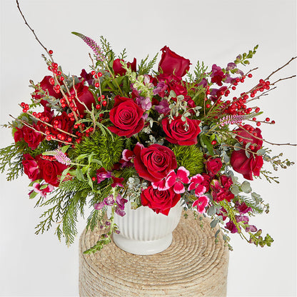 Big Red Bow Bouquet –  Guilles Flowers Santa Clara, San Jose CA