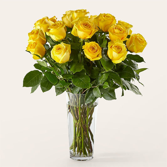 Long Stem Yellow Rose Bouquet –  Guilles Flowers Santa Clara, San Jose CA