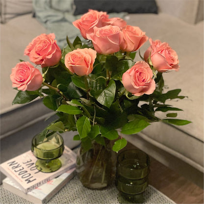 Long Stem Pink Rose Bouquet –  Guilles Flowers Santa Clara, San Jose CA