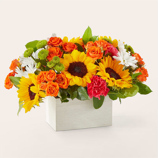 Sun-drenched Blooms Box Bouquet –  Guilles Flowers Santa Clara, San Jose CA