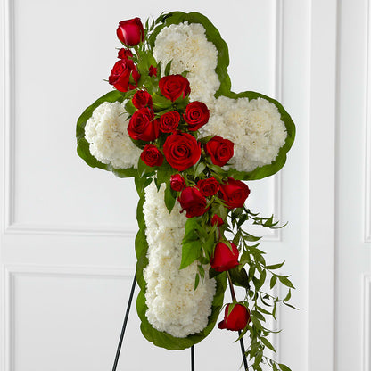 Floral Cross Easel –  Guilles Flowers Santa Clara, San Jose CA