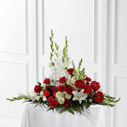 Crimson & White Arrangement –  Guilles Flowers Santa Clara, San Jose CA