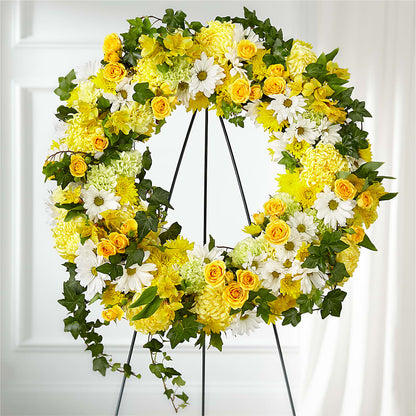 Golden Remembrance Wreath –  Guilles Flowers Santa Clara, San Jose CA