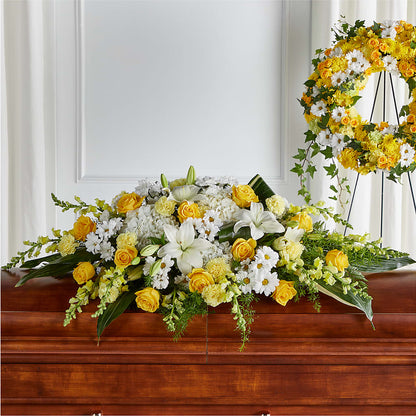 Golden Harmony Casket Spray –  Guilles Flowers Santa Clara, San Jose CA