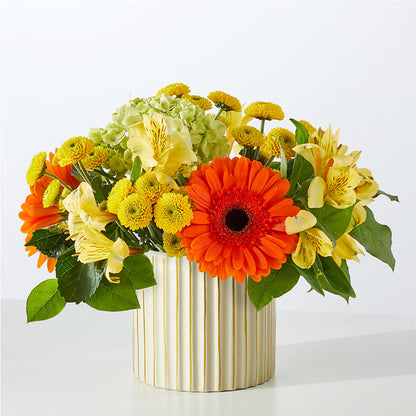 Autumn Sunshine Bouquet with Ivory Vase –  Guilles Flowers Santa Clara, San Jose CA