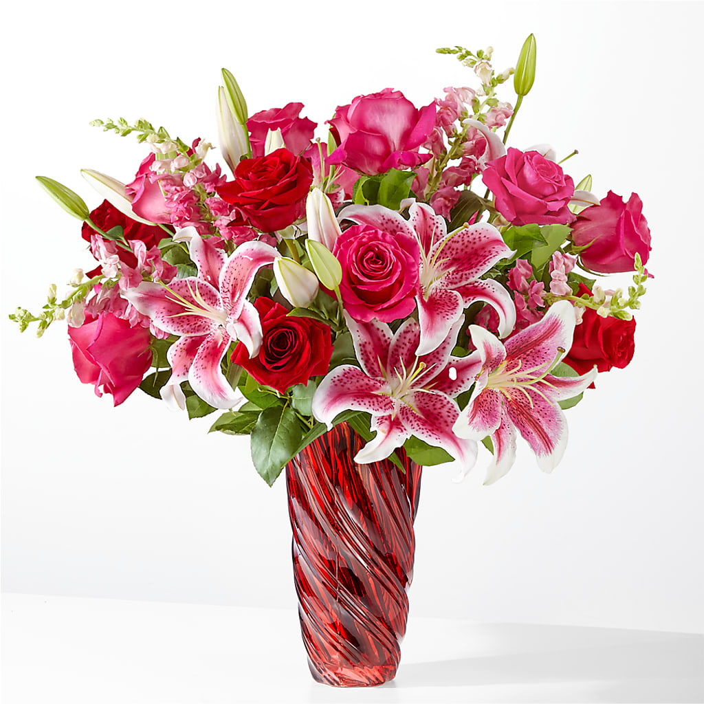 Always You Bouquet with Luxe Swirl Vase –  Guilles Flowers Santa Clara, San Jose CA
