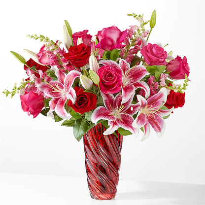 Always You Bouquet with Luxe Swirl Vase –  Guilles Flowers Santa Clara, San Jose CA