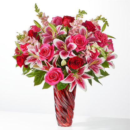 Always You Bouquet with Luxe Swirl Vase –  Guilles Flowers Santa Clara, San Jose CA