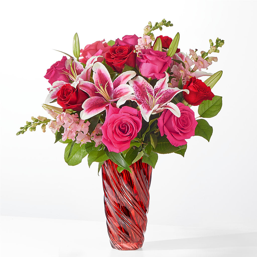 Always You Bouquet with Luxe Swirl Vase –  Guilles Flowers Santa Clara, San Jose CA