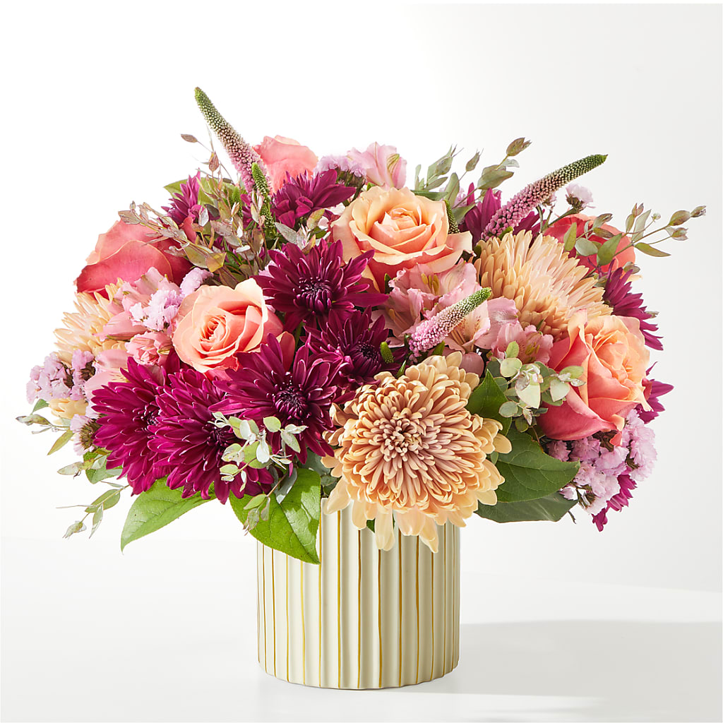 Berry Cobbler Bouquet with Ivory Vase –  Guilles Flowers Santa Clara, San Jose CA