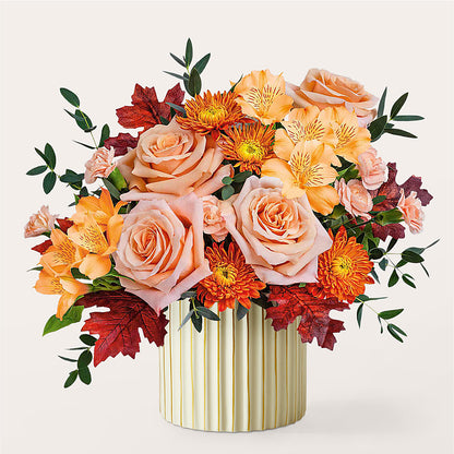 Spiced Latte Bouquet with Ivory Vase –  Guilles Flowers Santa Clara, San Jose CA
