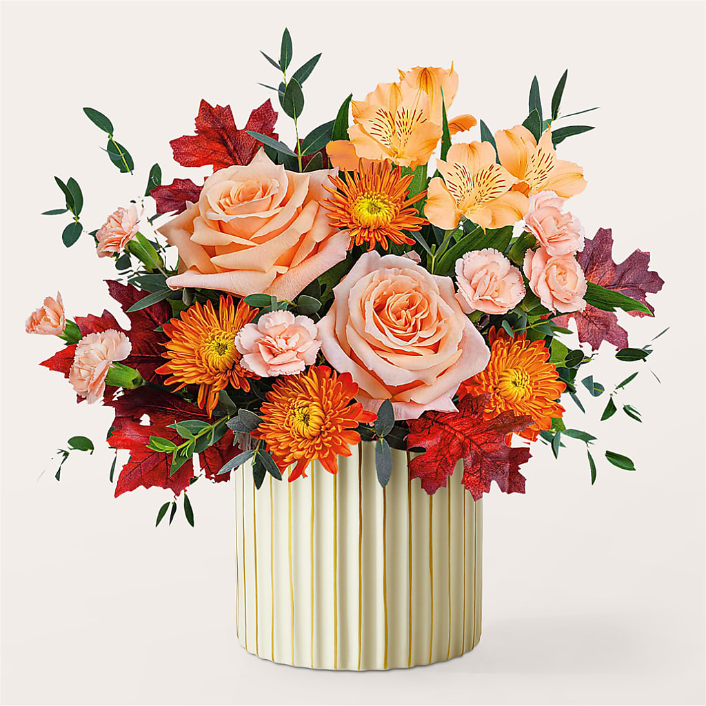 Spiced Latte Bouquet with Ivory Vase –  Guilles Flowers Santa Clara, San Jose CA