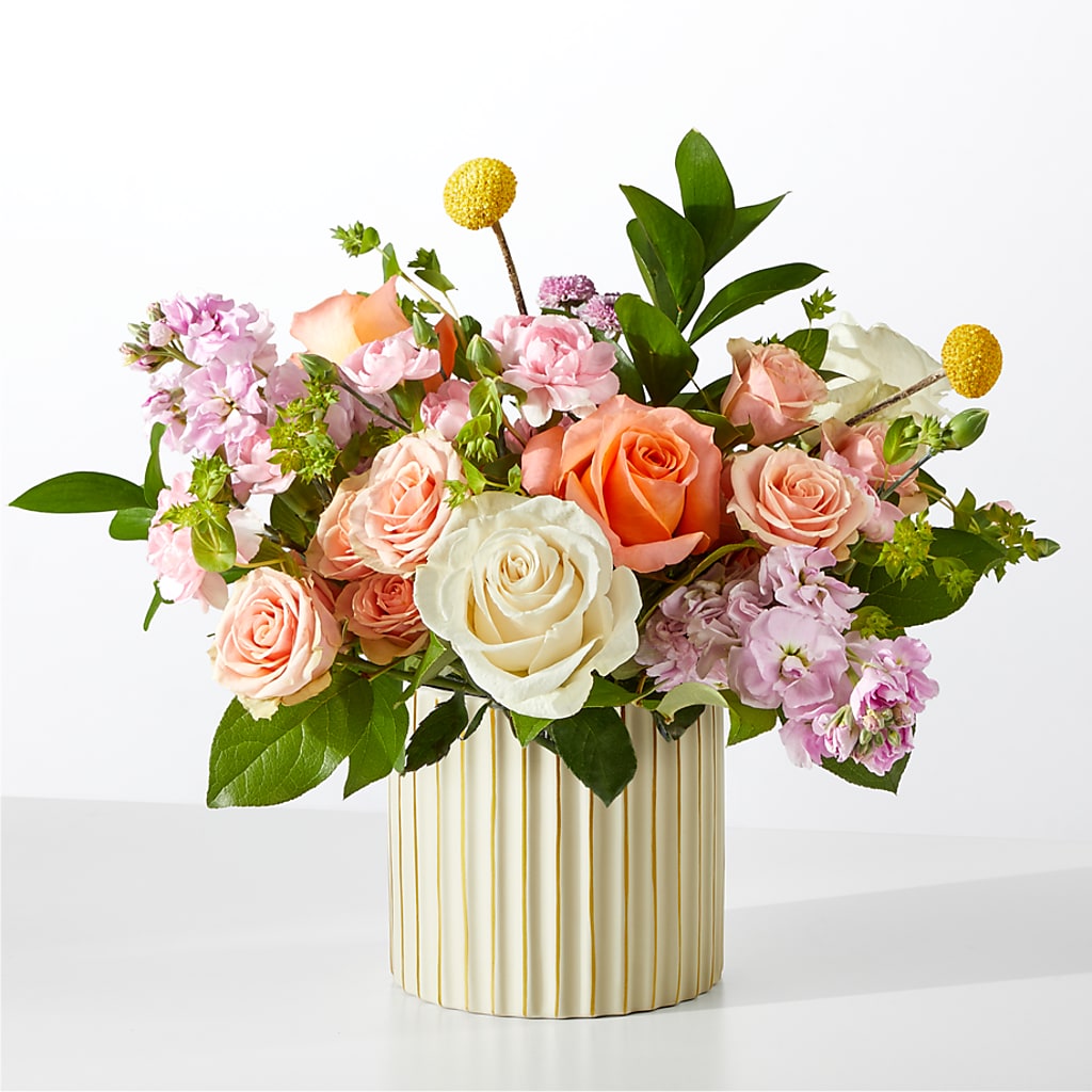 French Market Bouquet with Ivory Vase –  Guilles Flowers Santa Clara, San Jose CA