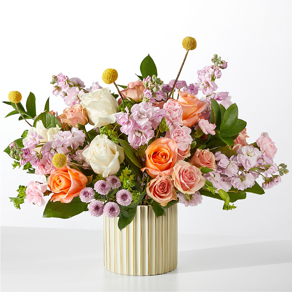 French Market Bouquet with Ivory Vase –  Guilles Flowers Santa Clara, San Jose CA