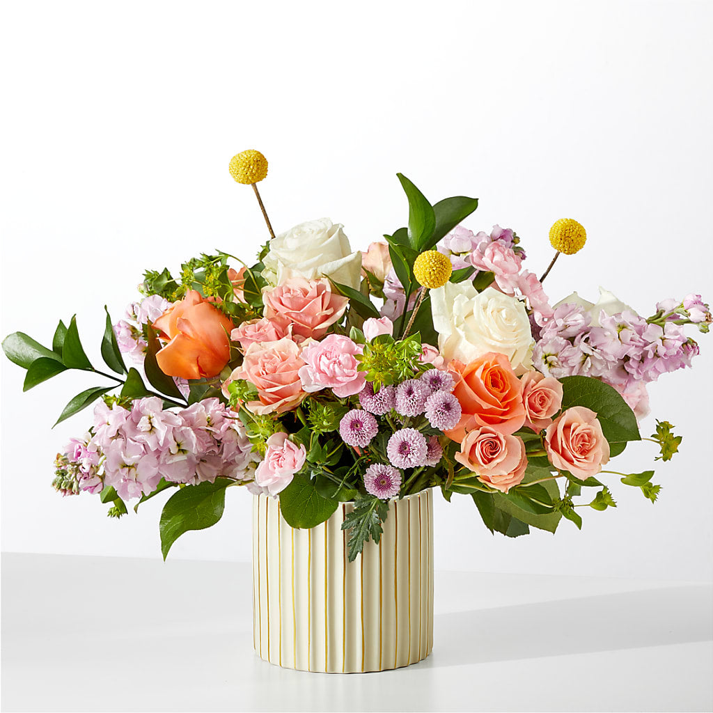 French Market Bouquet with Ivory Vase –  Guilles Flowers Santa Clara, San Jose CA