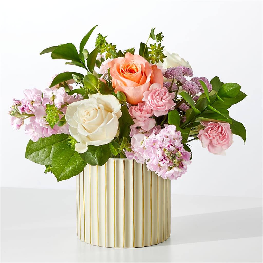 French Market Bouquet with Ivory Vase –  Guilles Flowers Santa Clara, San Jose CA