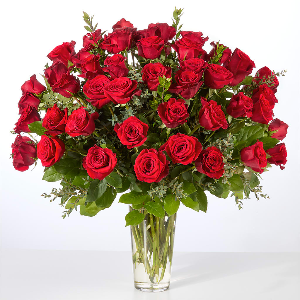 Forever Yours Fifty Stem Red Rose Bouquet –  Guilles Flowers Santa Clara, San Jose CA