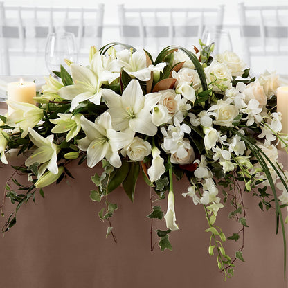 White Linen Arrangement –  Guilles Flowers Santa Clara, San Jose CA