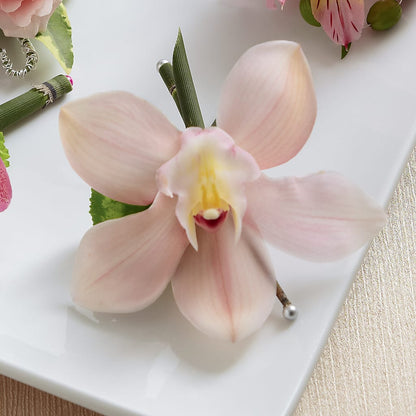 Pink Cymbidium Boutonniere –  Guilles Flowers Santa Clara, San Jose CA