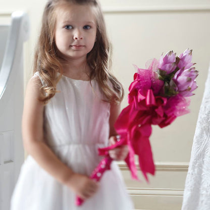 Sparkle Pink Flower Girl Bouquet –  Guilles Flowers Santa Clara, San Jose CA