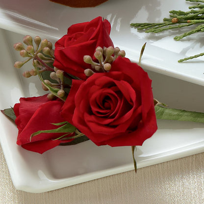 Red Spray Rose Boutonniere –  Guilles Flowers Santa Clara, San Jose CA