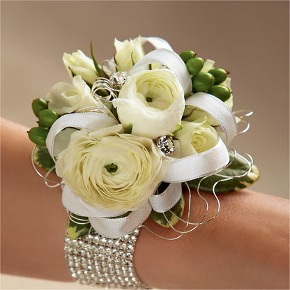 White Wedding Corsage –  Guilles Flowers Santa Clara, San Jose CA